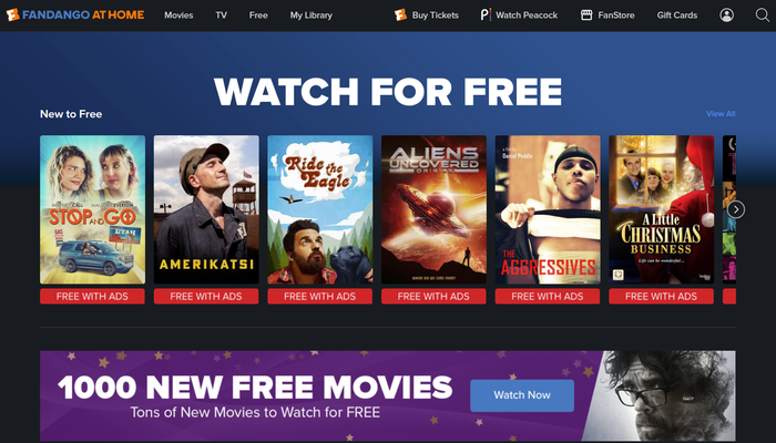 Interface Vudu streaming gratuit 2025